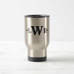 Mug De Voyage Monogramme à trois lettres personnalisé Élégant no
