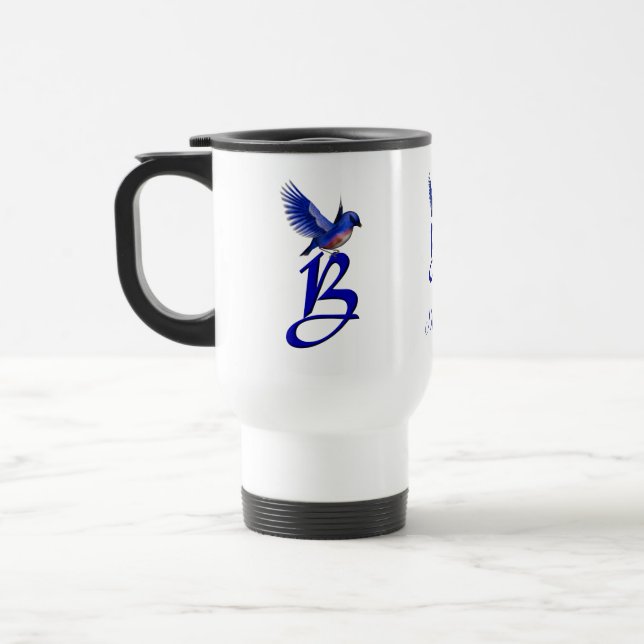 Mug De Voyage Monogramme Bluebird Initiale B Élégant Personnalis (Gauche)