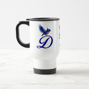 Mug De Voyage Monogramme Bluebird Initiale D Élégant Personnalis