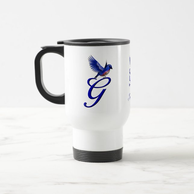Mug De Voyage Monogramme Bluebird Initiale G Élégant Personnalis (Gauche)