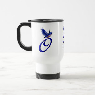 Mug De Voyage Monogramme Bluebird Initiale O Élégant Personnalis