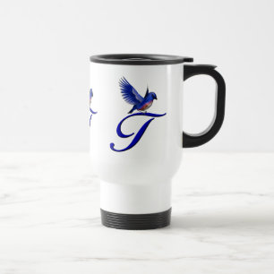 Mug De Voyage Monogramme Bluebird Initiale T Élégant