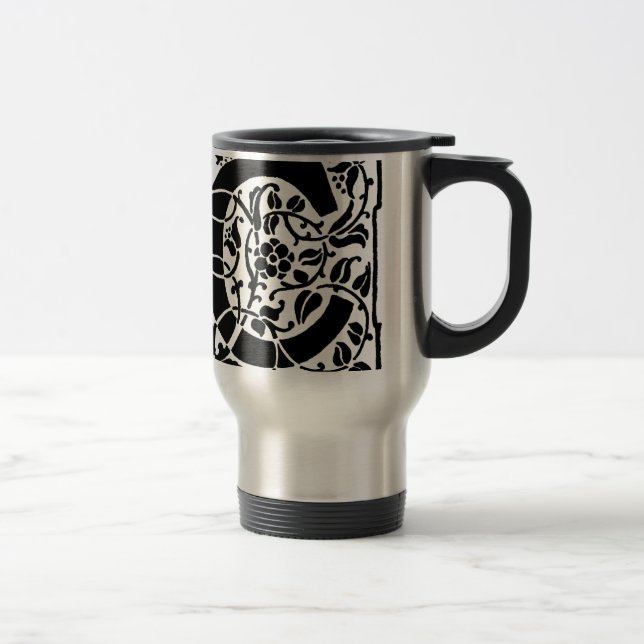 Mug De Voyage Monogramme C initial. Nom floral Motif Customisé (Droit)