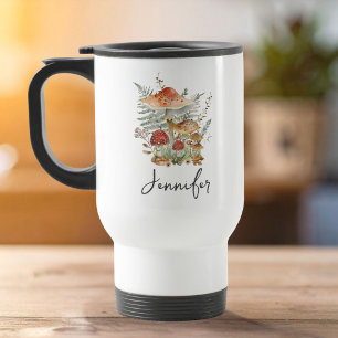 Mug De Voyage Monogramme Cottagecore Champignon Vintage Aquarell