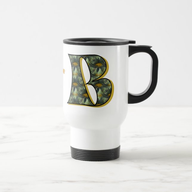Mug De Voyage Monogramme Daisy Initiale B Personnalisé (Droite)