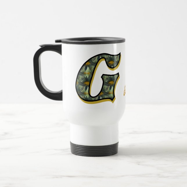Mug De Voyage Monogramme Daisy Initiale G Personnalisé (Gauche)