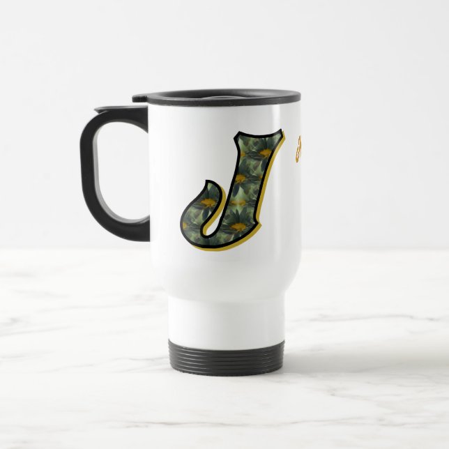 Mug De Voyage Monogramme Daisy Initiale J Personnalisé (Gauche)
