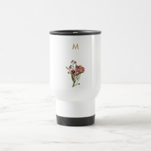 Mug De Voyage Monogramme d'aquarelle florale rose-bourgogne mode