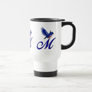Mug De Voyage Monogramme de bleuet initial M élégant