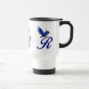 Mug De Voyage Monogramme de Bluebird initial R élégant