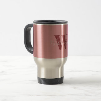 Mug De Voyage Monogramme de fille et nom rose roux