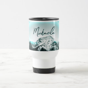 Mug De Voyage Monogramme de lumière de néon bleu mystérieux de m
