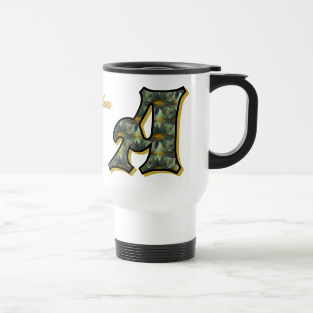 Mug De Voyage Monogramme de marguerite initiale A personnalisé (Droite)