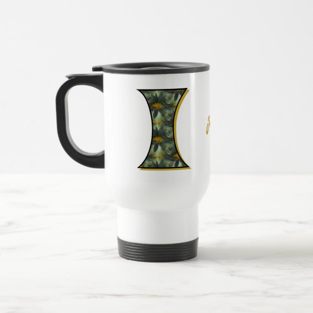 Mug De Voyage Monogramme de marguerite initiale I Personnalisé (Gauche)
