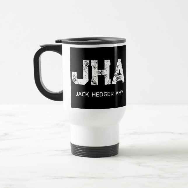 MUG DE VOYAGE MONOGRAMME DE NOM À TROIS LETTRES BLANC MINIMALIST (Gauche)