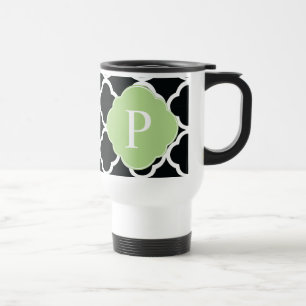 Mug De Voyage Monogramme de Quatrefol noir vert