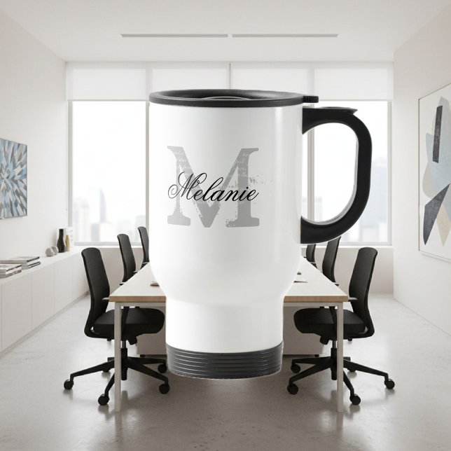 Mug De Voyage Monogramme de typographie personnalisée pour aller (travel mug with custom monogram)