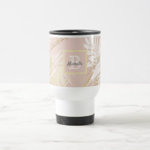 Mug De Voyage Monogramme d'or feuille rose palmier