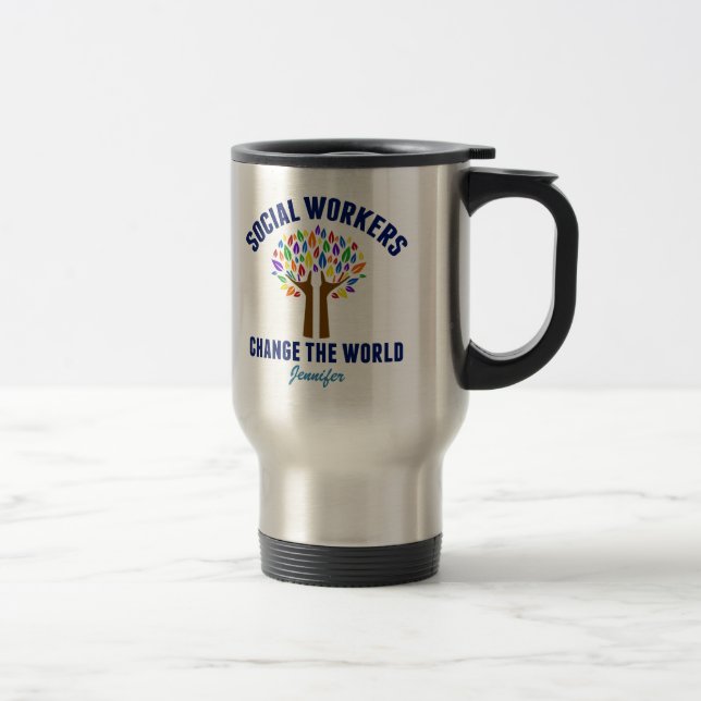Mug De Voyage Monogramme du devis de travail social mignon (Droit)