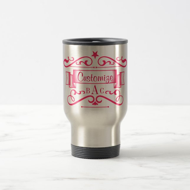 Mug De Voyage Monogramme et texte personnalisé (Centre)