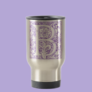Mug De Voyage Monogramme floral élégant Lettre B Vintage
