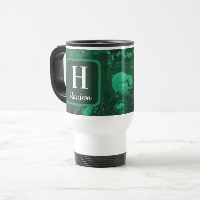 Mug De Voyage Monogramme Initial de Famille en Pierre Précieuse  (Devant gauche)