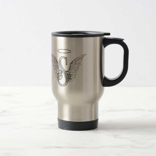 Mug De Voyage Monogramme initial de la lettre S avec des ailes (Droit)