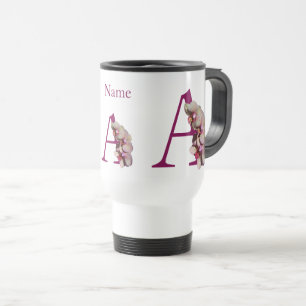 Mug De Voyage Monogramme Initial Élégant A Orchidée Personnalisé