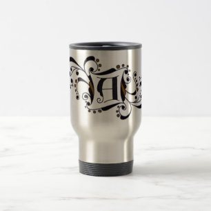 Mug De Voyage Monogramme initial/lettre "A" or/noir