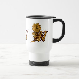 Mug De Voyage Monogramme initial M pivoine d'or Floral Voyage Mu