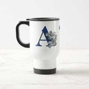Mug De Voyage Monogramme initiale A personnalisé de fleur d'Hibi