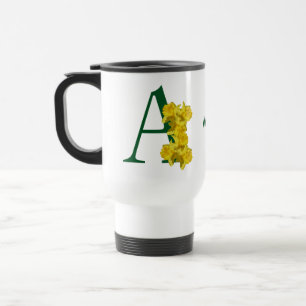 Mug De Voyage Monogramme initiale A personnalisé jonquille