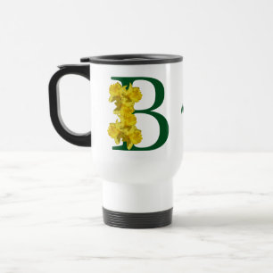 Mug De Voyage Monogramme initiale B jonquille personnalisé
