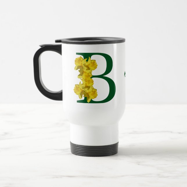 Mug De Voyage Monogramme initiale B jonquille personnalisé (Gauche)