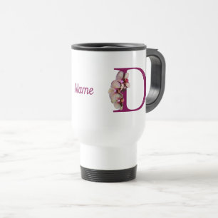 Mug De Voyage Monogramme Initiale D Élégant Orchidée Personnalis