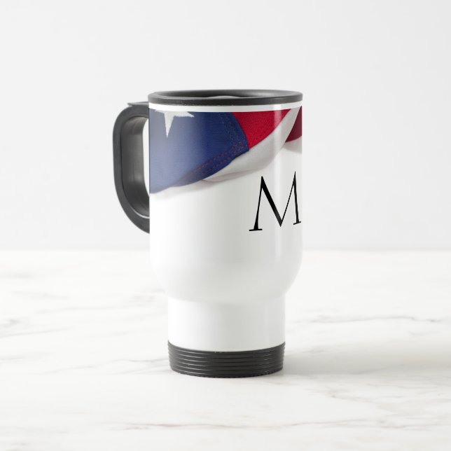Mug De Voyage Monogramme initiale du drapeau américain patriotiq (Devant gauche)