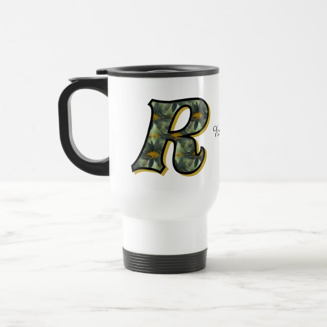 Mug De Voyage Monogramme Initiale R Art Floral Daisy Personnalis (Gauche)