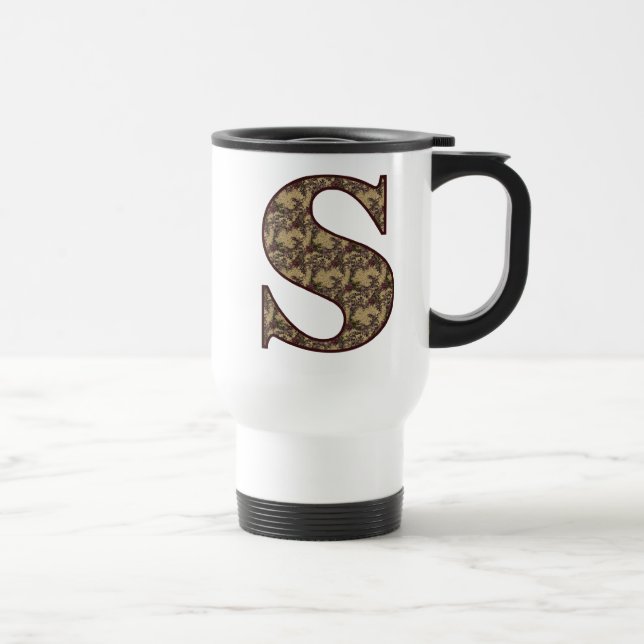 Mug De Voyage Monogramme Initiale S Élégant Floral Vintage (Droite)