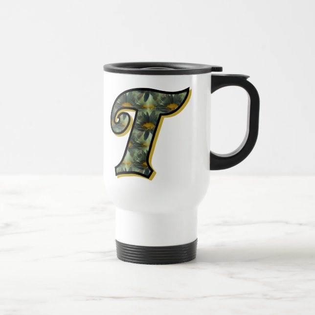 Mug De Voyage Monogramme Initiale T Fleurs Artistiques de Margue (Droite)
