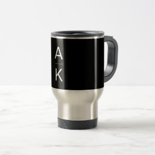 Mug De Voyage monogramme moderne et moderne noir et blanc person