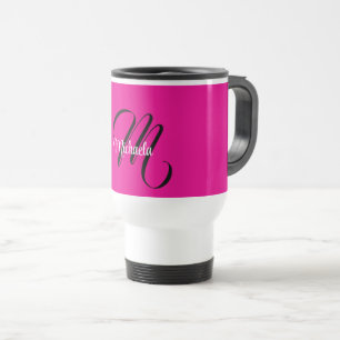 Mug De Voyage Monogramme moderne minimaliste nom initial rose ch