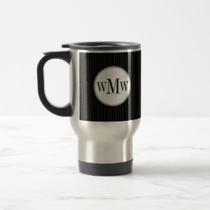 Mug De Voyage Monogramme noir à rayures