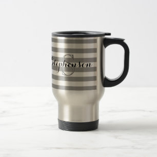 Mug De Voyage Monogramme Personnalisé Gray/Silver Name