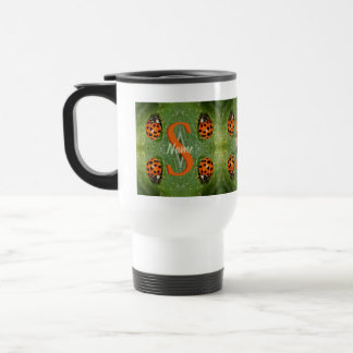 Mug De Voyage Monogramme personnalisé initial nom Art coccinelle