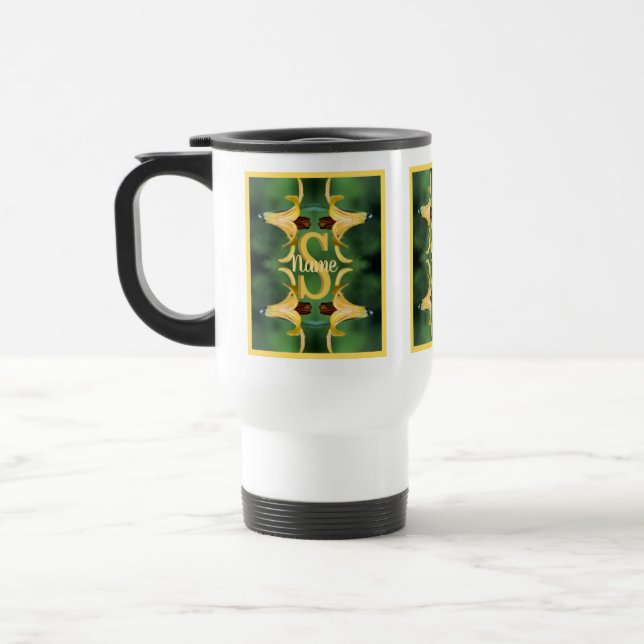 Mug De Voyage Monogramme personnalisé initial nom Art de lys sau (Gauche)