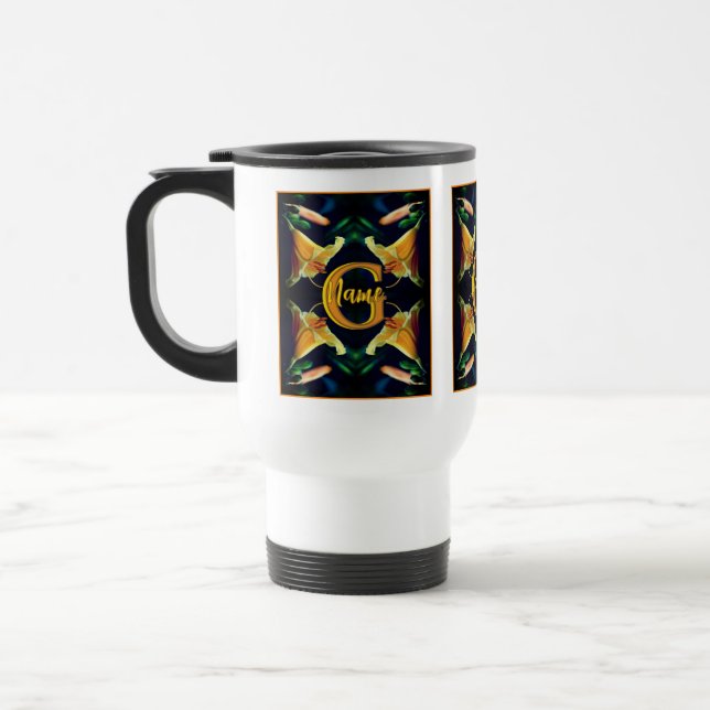 Mug De Voyage Monogramme personnalisé initial nom Lily Fleurs (Gauche)