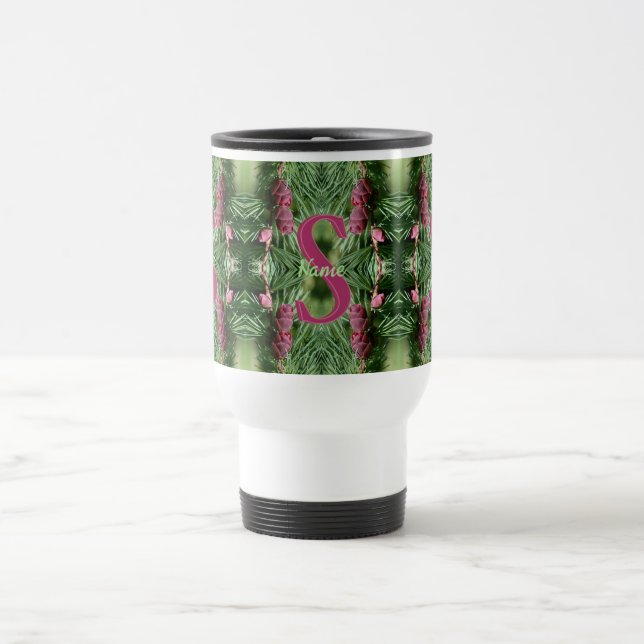 Mug De Voyage Monogramme personnalisé initial prénom cônes de pi (Centre)