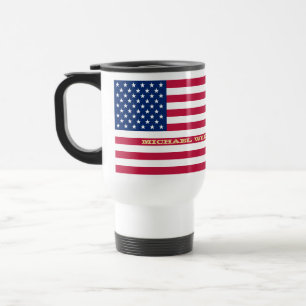Mug De Voyage Monogramme personnalisé Patriotic USA American Fla