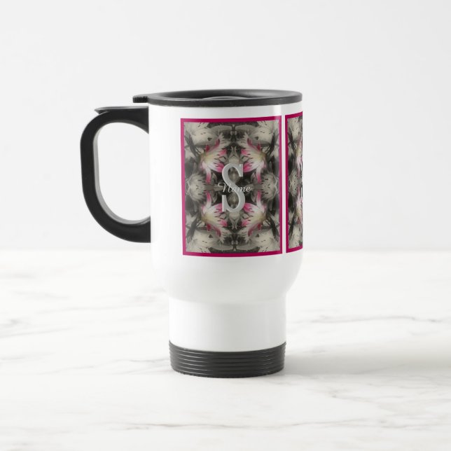 Mug De Voyage Monogramme personnalisé Vos initiales Nom Lys (Gauche)