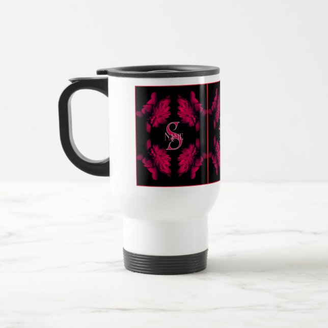 Mug De Voyage Monogramme personnalisé Votre initiale Nom Art flo (Gauche)